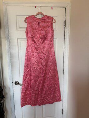 Vintage Pink Floral Handmade Sleeveless Dress Size 10-12